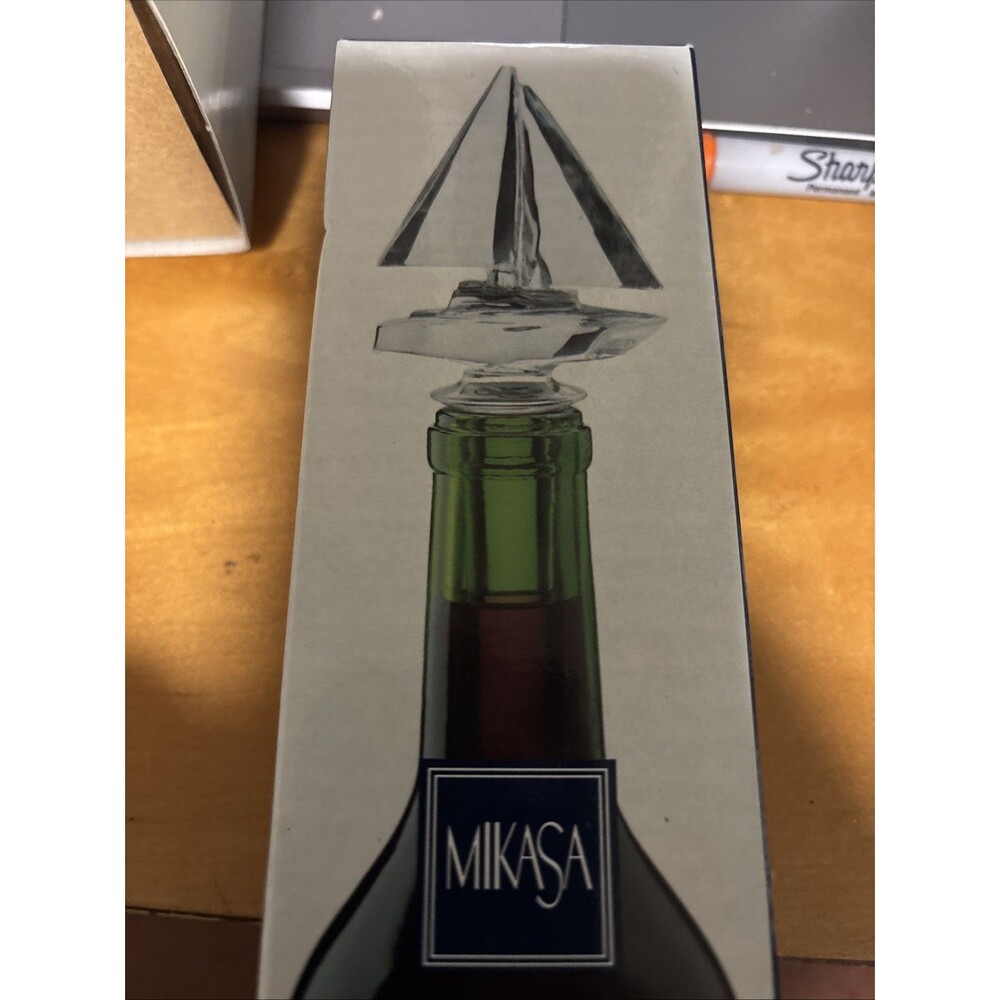 MIKASA REGATTA Lead Crystal Bottle Stopper 5 7/8" Tall Sail Boat NIB